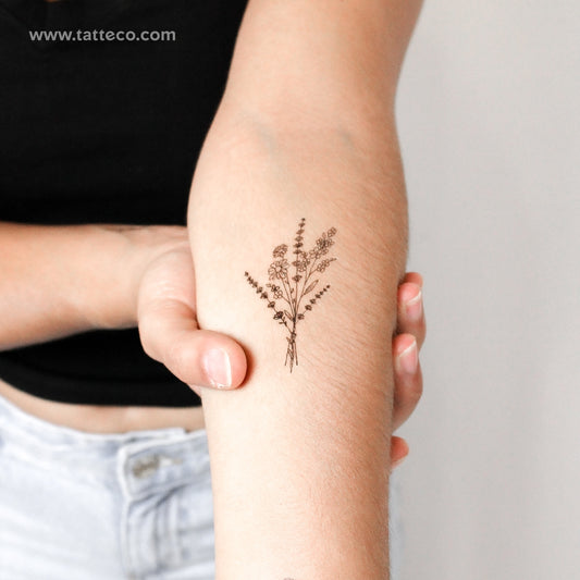 Tatuaje temporal de ramo de flores silvestres (juego de 3)