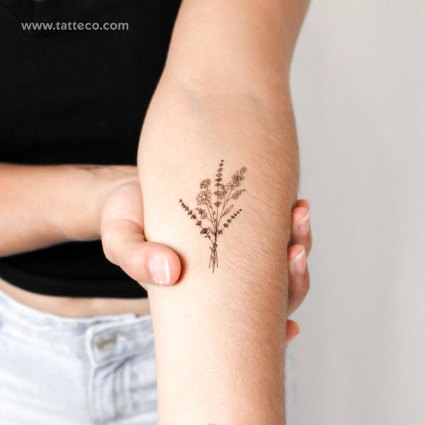 Wild Flower Bouquet Temporary Tattoo - Set of 3