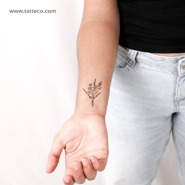 Wild Flower Bouquet Temporary Tattoo - Set of 3