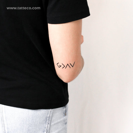 God is Greater Than My Highs and Lows Symbol Temporary Tattoo - Set of 3