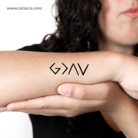 God is Greater Than My Highs and Lows Symbol Temporary Tattoo - Set of 3