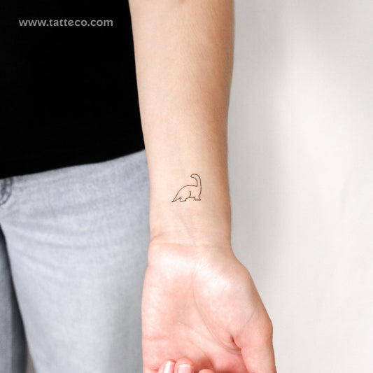 Tatuaje temporal minimalista de diplodocus (juego de 3)