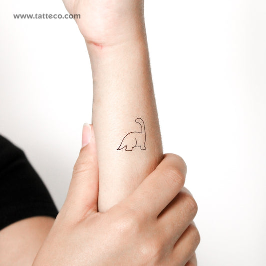 Tatuaje temporal minimalista de diplodocus (juego de 3)