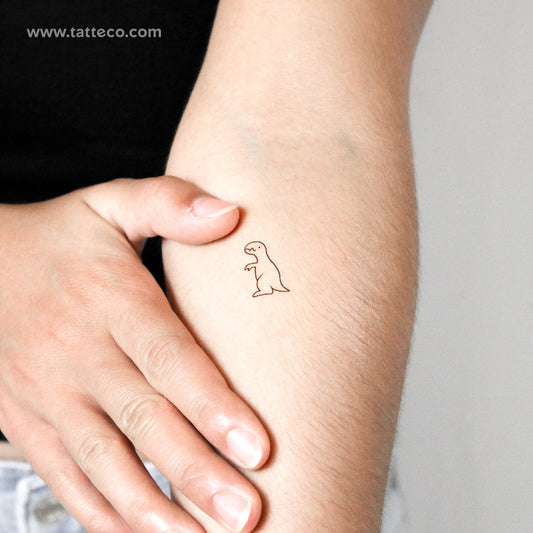 Tatuaje temporal minimalista de T-Rex - Juego de 3