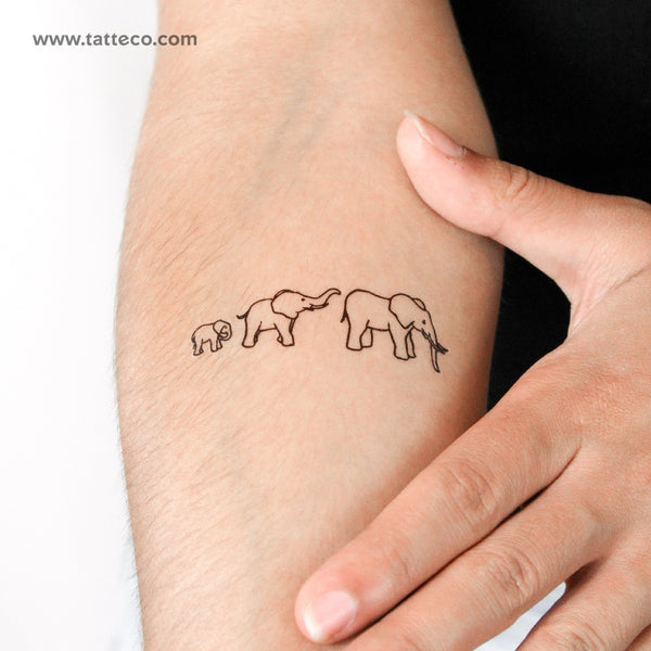 Elephant Family Temporary Tattoo - Set of 3