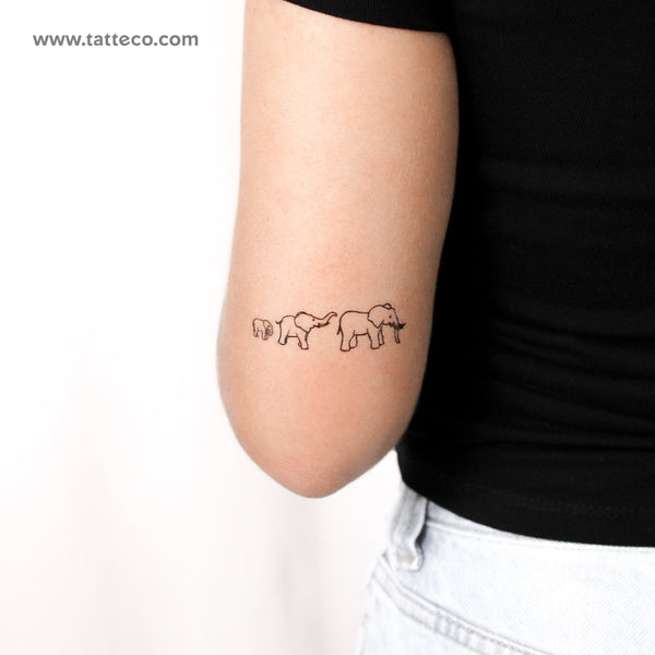 Elephant Family Temporary Tattoo - Set of 3