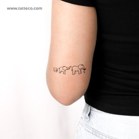 Elephant Family Temporary Tattoo - Set of 3