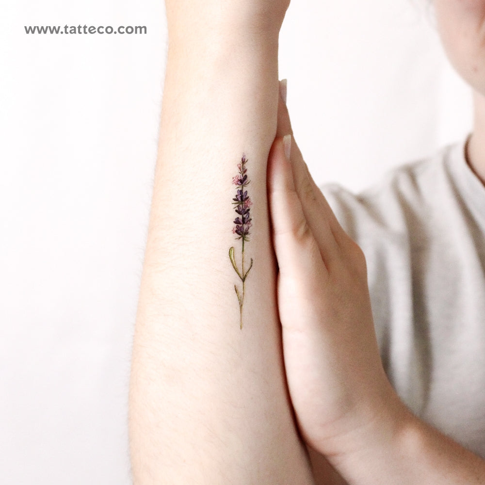 Watercolor Lavender Temporary Tattoo by Lena Fedchenko - Set of 3