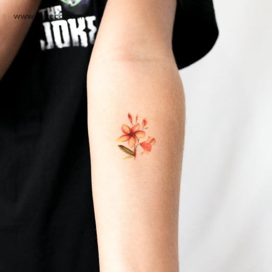 Watercolor Plumeria Temporary Tattoo - Set of 3