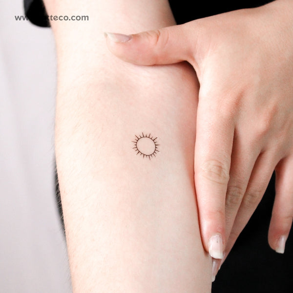 Small Shining Sun Temporary Tattoo - Set of 3