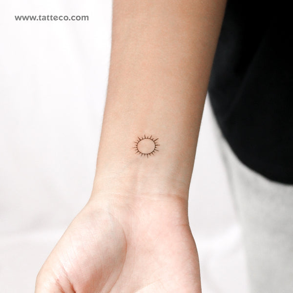 Small Shining Sun Temporary Tattoo - Set of 3