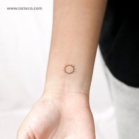 Small Shining Sun Temporary Tattoo - Set of 3