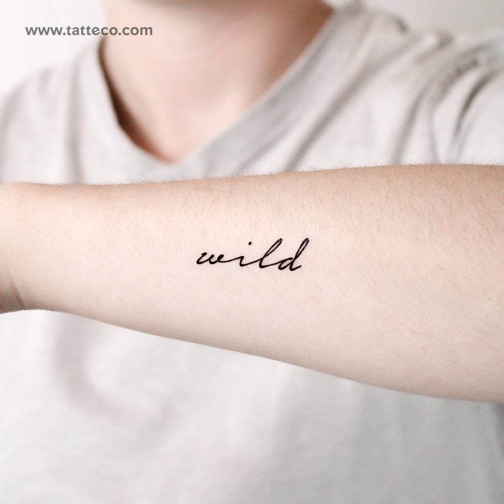 Tatuaje temporal "Salvaje" escrito a mano - Juego de 3