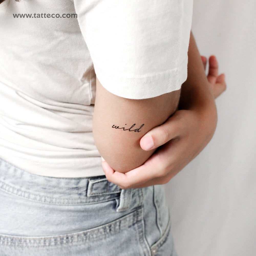 Tatuaje temporal "Salvaje" escrito a mano - Juego de 3