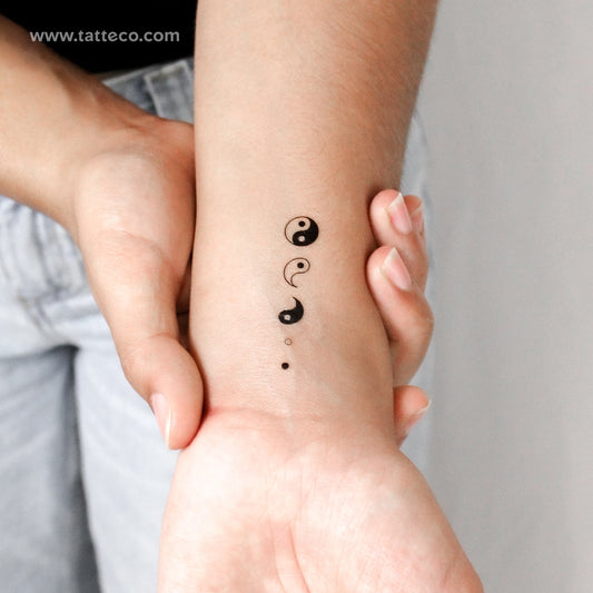 Tatuaje temporal de deconstrucción del Yin Yang - Juego de 3