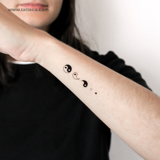 Tatuaje temporal de deconstrucción del Yin Yang - Juego de 3