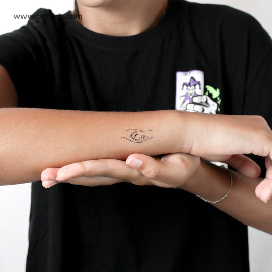 Tatuaje temporal de pata de perro y mano humana en forma de apretón de manos (juego de 3)