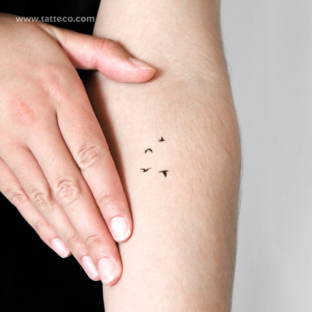 Minimalist Flying Birds Temporary Tattoo - Set of 3