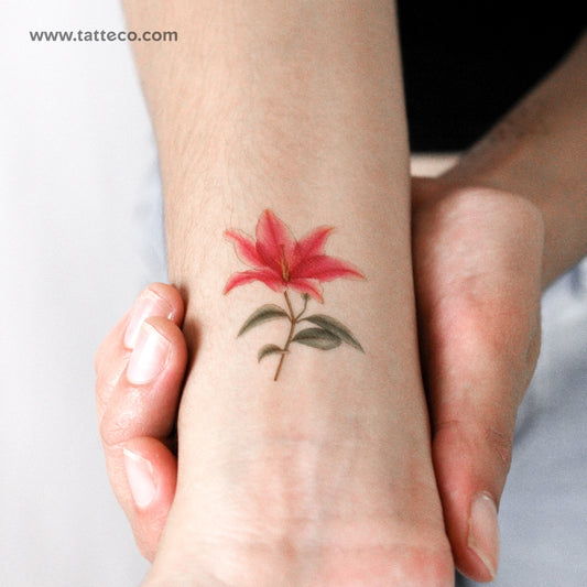 Tatuaje temporal ilustrativo de lirio - Juego de 3