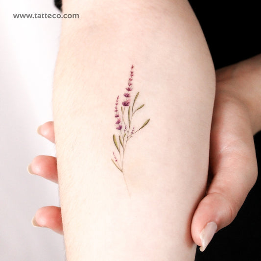 Tatuaje temporal ilustrativo de lavanda - Juego de 3