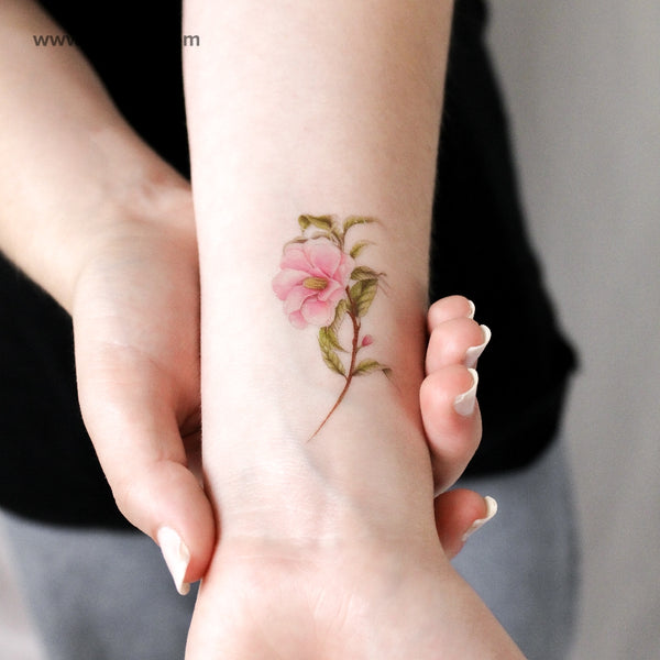 Illustrative Camellia Temporary Tattoo - Set of 3