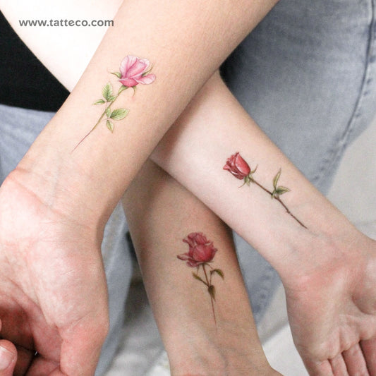 Set de tatuajes temporales de tres rosas de Mini Lau (9 unidades)