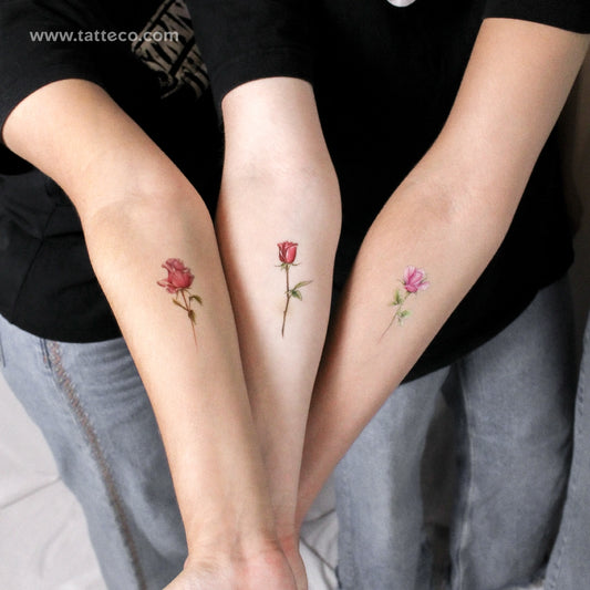 Set de tatuajes temporales de tres rosas de Mini Lau (9 unidades)