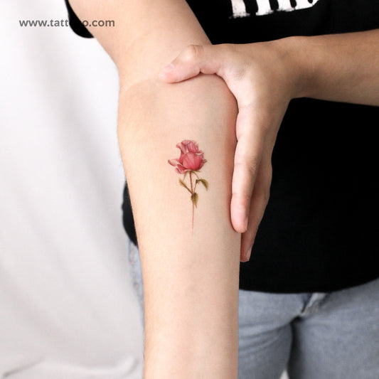 Tatuaje temporal de rosa fucsia (juego de 3)