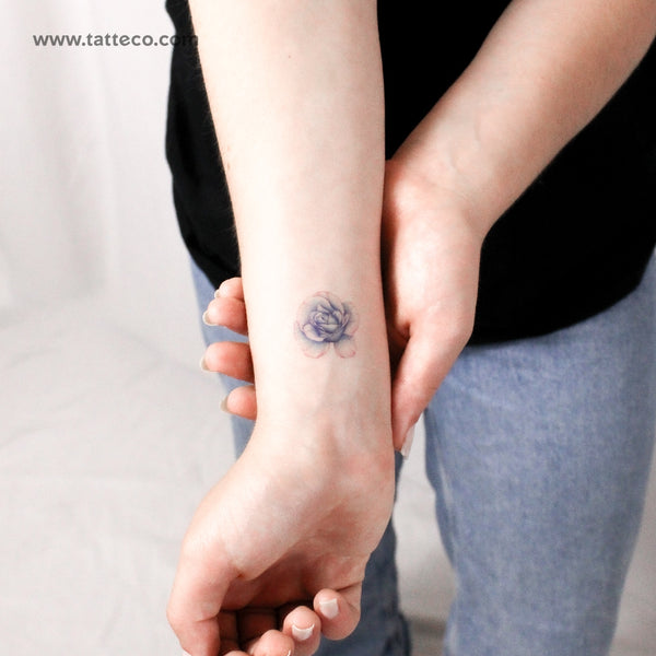 Illustrative Blue Rose Head Temporary Tattoo - Set of 3