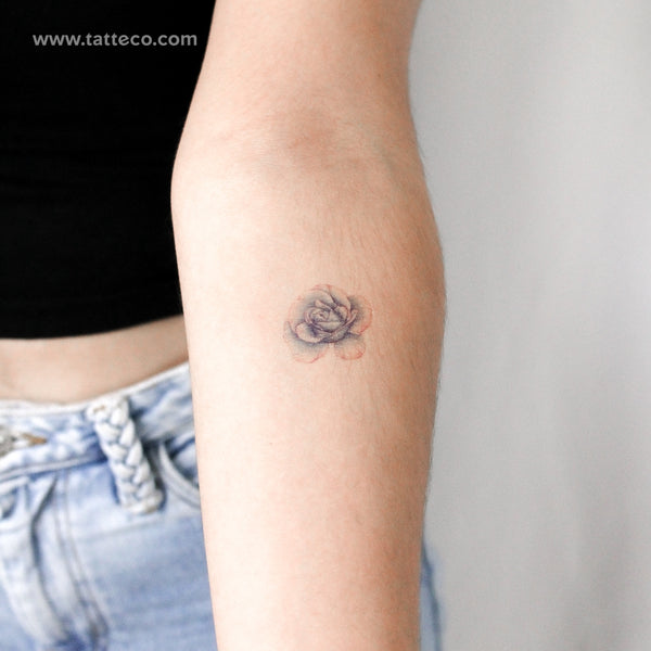 Illustrative Blue Rose Head Temporary Tattoo - Set of 3
