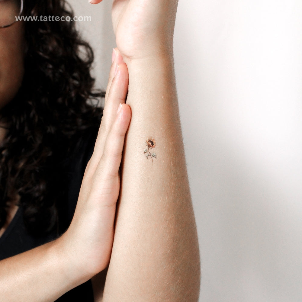 Small Sunflower Temporary Tattoo - Set of 3