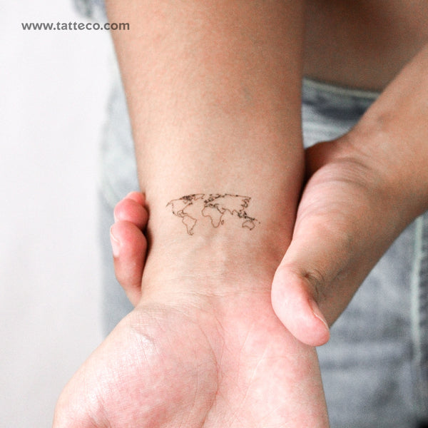 Small World Map Tattoo Temporary Tattoo - Set of 3