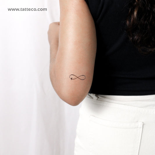 Tatuaje temporal de avión y símbolo de infinito (juego de 3)