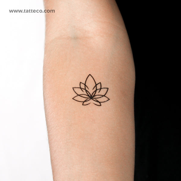 Line Lotus Flower Temporary Tattoo - Set of 3