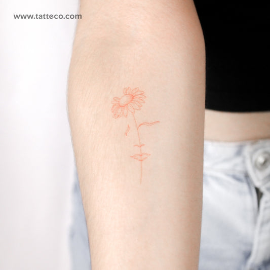 Tatuaje temporal "Una margarita soñadora" [Rojo] de Jakenowicz - Juego de 3