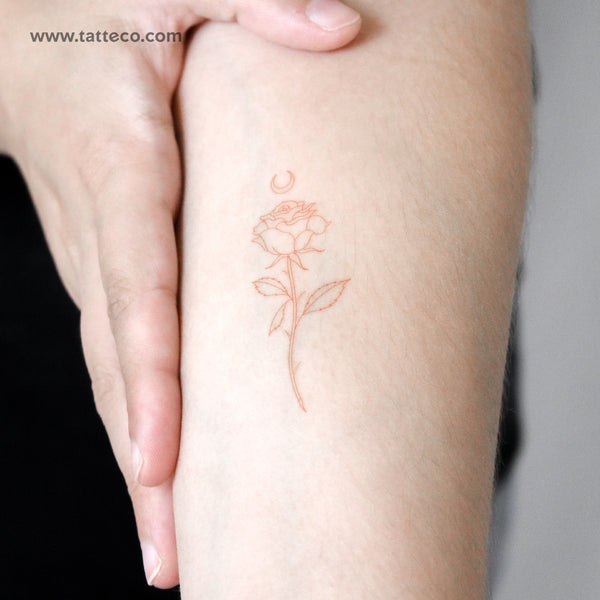 Moon Rose [Red] by Jakenowicz Temporary Tattoo - Set of 3