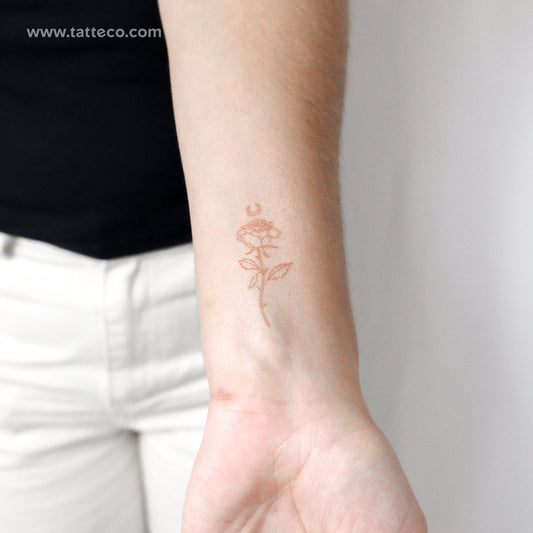Tatuaje temporal Moon Rose [Rojo] de Jakenowicz - Juego de 3