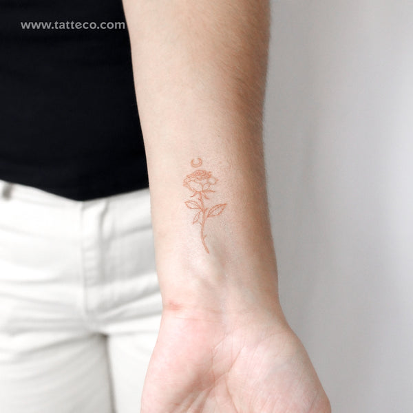 Moon Rose [Red] by Jakenowicz Temporary Tattoo - Set of 3