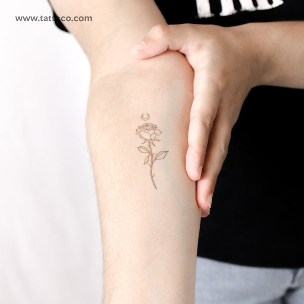 Moon Rose by Jakenowicz Temporary Tattoo - Set of 3