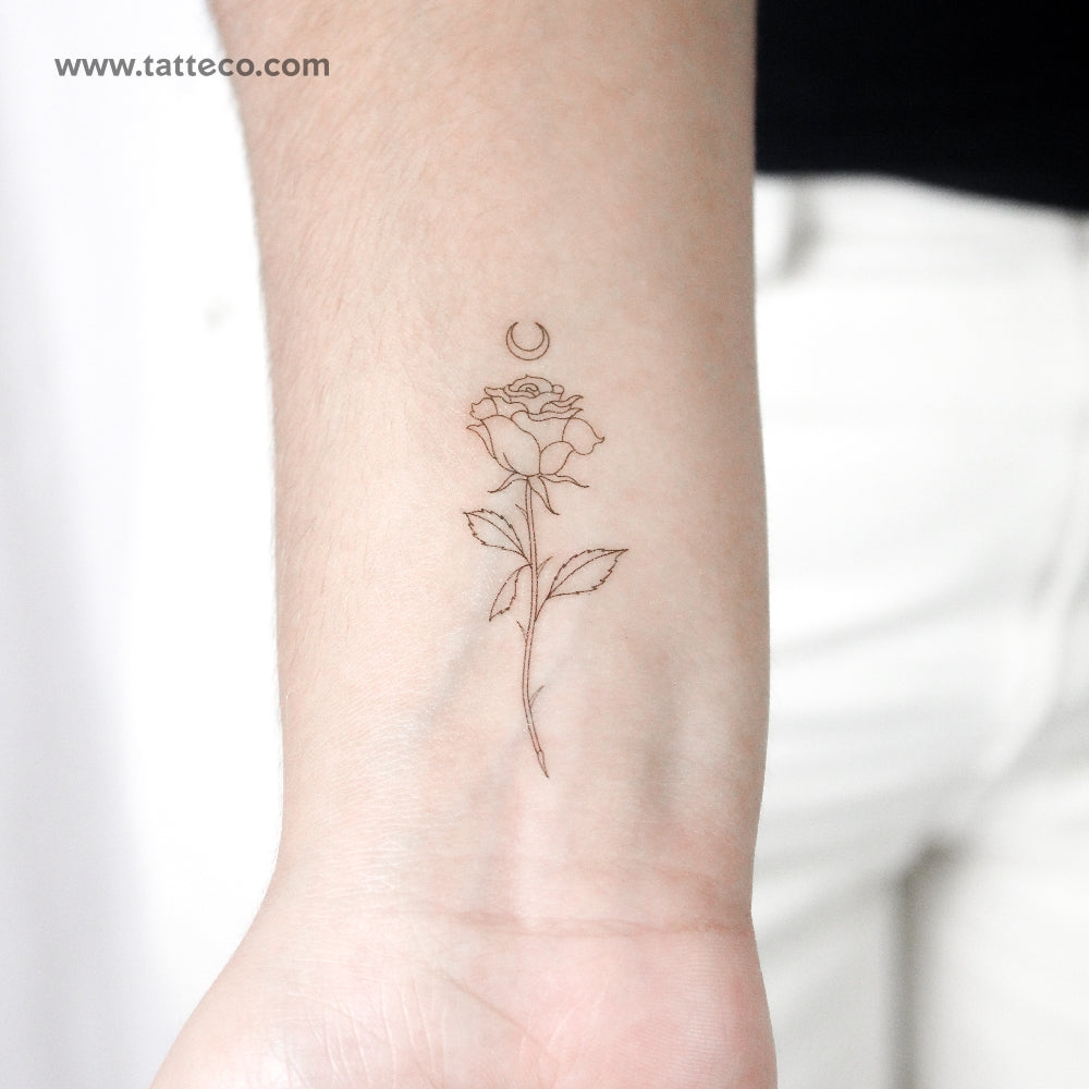 Moon Rose by Jakenowicz Temporary Tattoo - Set of 3