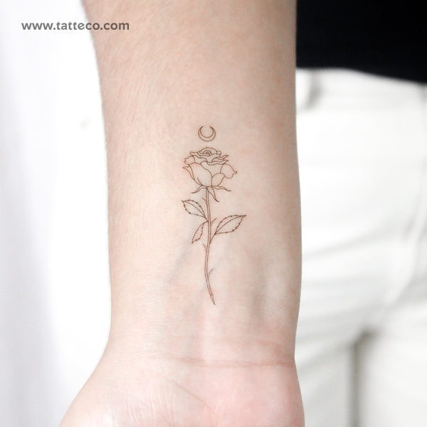 Moon Rose by Jakenowicz Temporary Tattoo - Set of 3