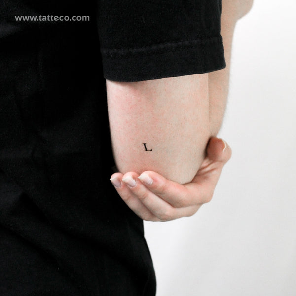 L Serif Capital Letter Temporary Tattoo - Set of 3