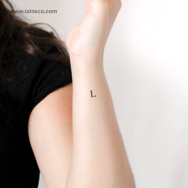 L Serif Capital Letter Temporary Tattoo - Set of 3