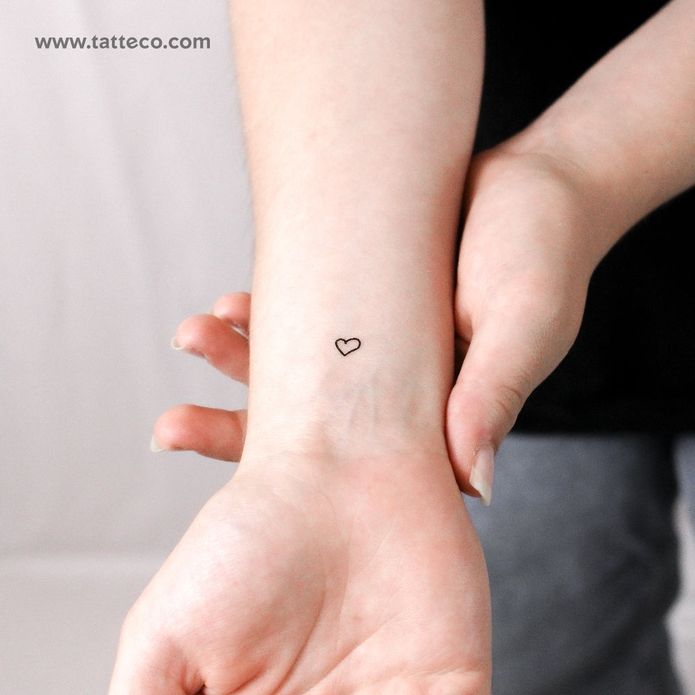 Tiny Hand-Drawn Heart Temporary Tattoo - Set of 3