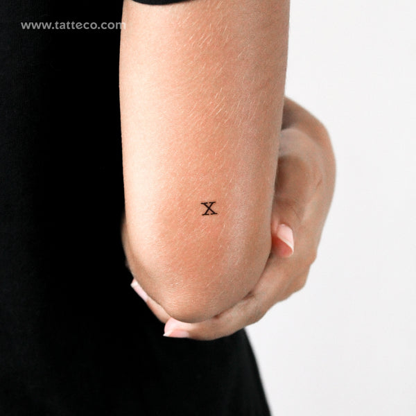 X Uppercase Typewriter Letter Temporary Tattoo (Set of 3)