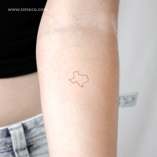 Tatuaje temporal de mapa de Texas de línea fina (juego de 3)