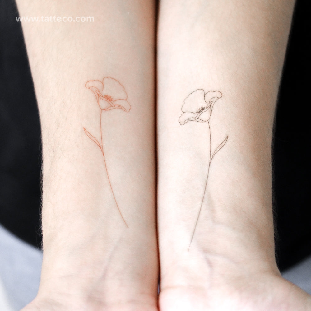 Poppy Couple by Jakenowicz Temporary Tattoo Set