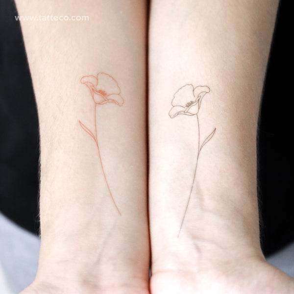 Poppy Couple by Jakenowicz Temporary Tattoo Set