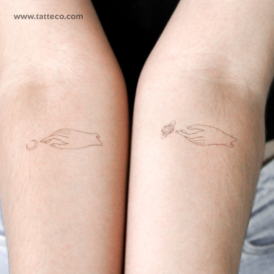 Conjunto de tatuajes temporales de Luna y Saturno de Jakenowicz