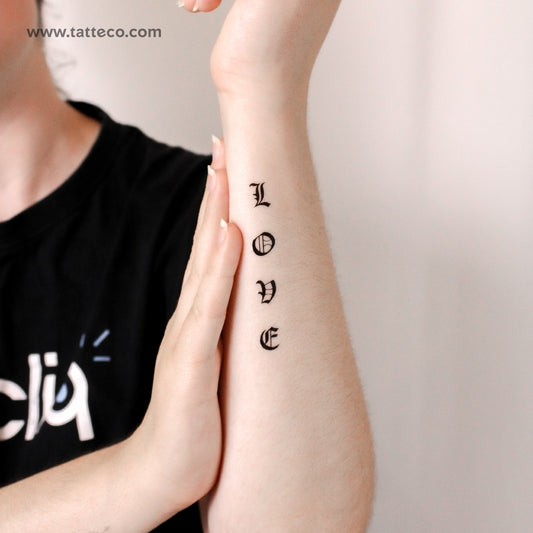 Tatuaje temporal de amor gótico - Juego de 3
